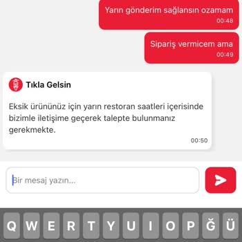 Tıkla Gelsin Eksik Sipariş Muhatap Kimse Yok