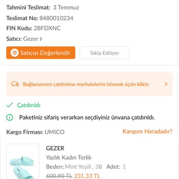 Gezer Yanlış Ürün Gönderildi