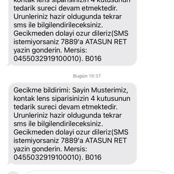 Atasun Optik Siparişim 15 Gün Gecikti