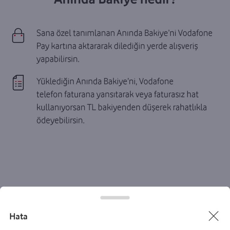 Vodafone Pay Anında Bakiye Sorunu