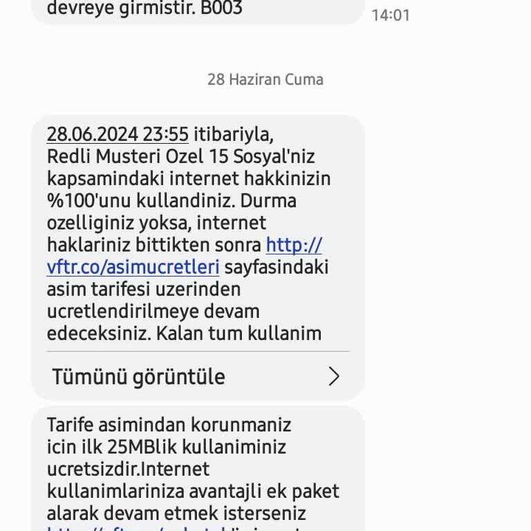 Vodafone Aşım Yapmadığım Halde Aşım Yapmış Gözüküyorum
