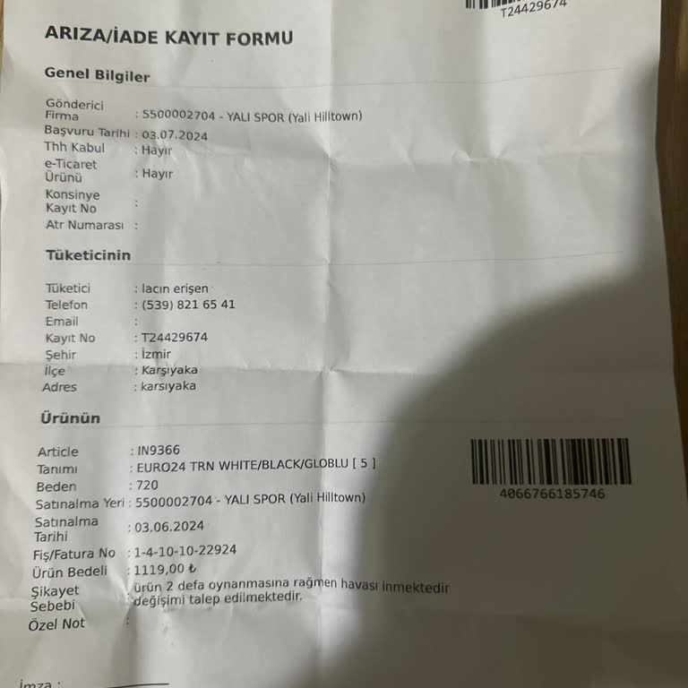 adidas Yalı Spor Mağazası Sattığı Ürünlerin Arkasında Durmuyor