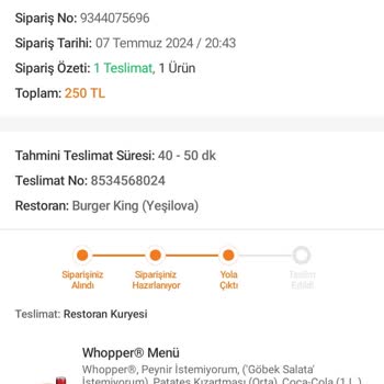 Burger King Geç Teslimat Ve Dökülmüş Sipariş Sorunu