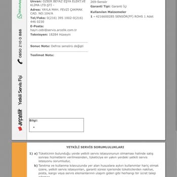 Arçelik Servis Hizmeti Sıfır