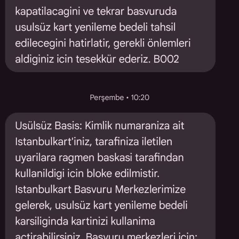 Belbim (İstanbulkart) Usulsüz Anne Kart