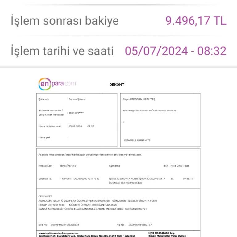 Enpara İşsilik Ödeneğine Bloke Konulmuş