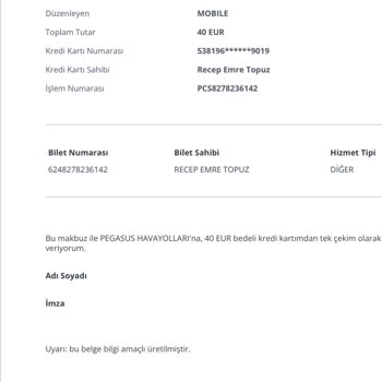 Pegasus Rezervasyon İptali Ve Ücret İadesi Sorunu