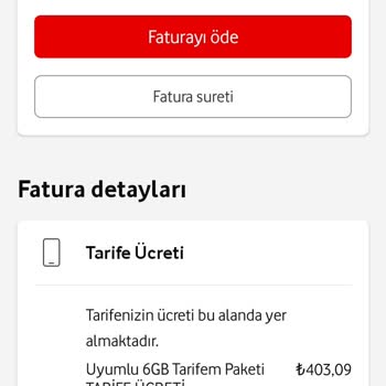 Vodafone 240 TL Fatura 403 TL