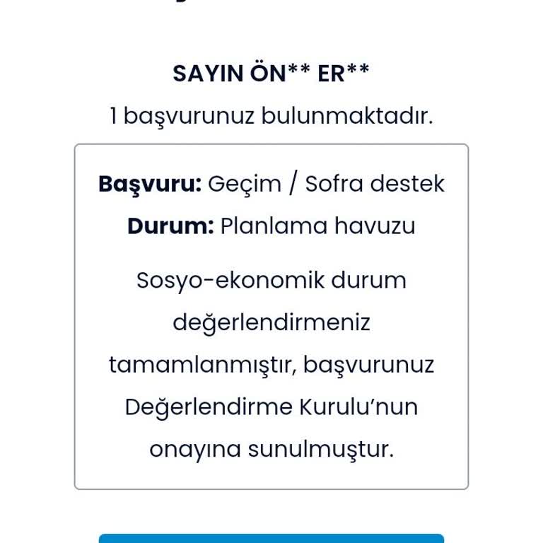 İBB Sofra Desteği Süreci Hakkında Bilgi Talebi