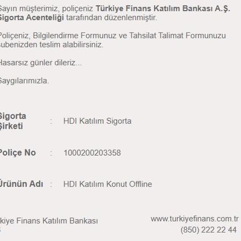 Türkiye Finans Bankası Mükerrer Poliçe