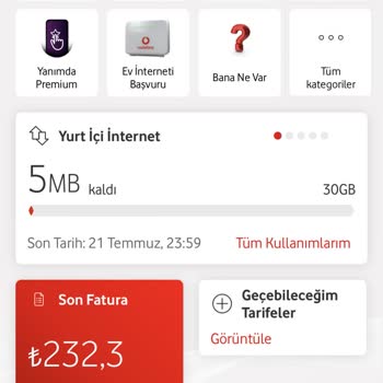 Vodafone Red'li Özel 30 GB Aşım Sorunu