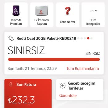 Vodafone Red'li Özel 30 GB Aşım Sorunu