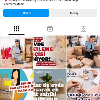 Paketlemeacentesi (Instagram) İŞKUR Onaylı Paketleme Adı Altında Yapılanlar