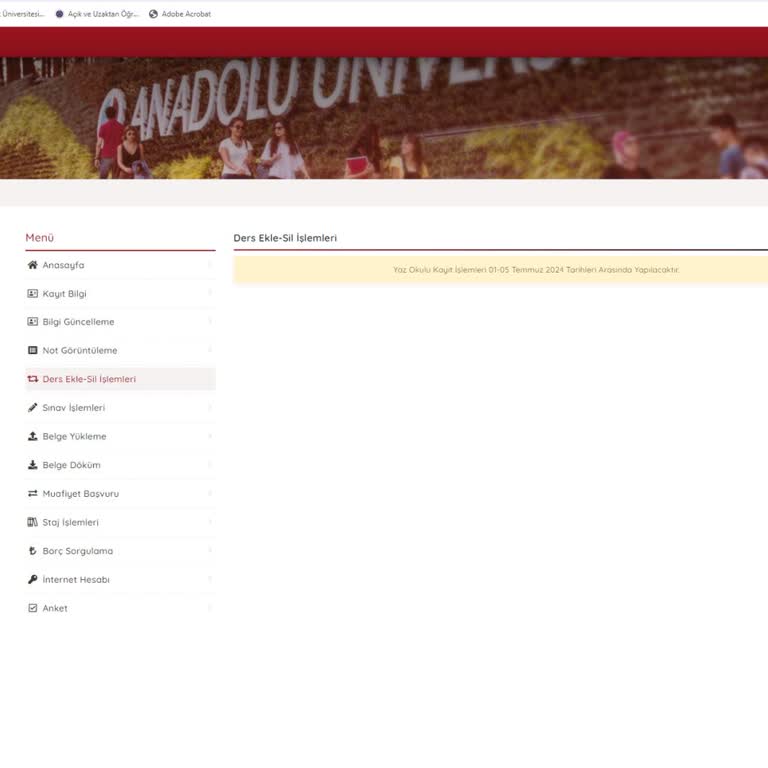 AÖF Yaz Okulu Anadolu Üniversitesi