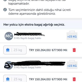 THY Ek Valiz Ücreti 150 Bin Lira