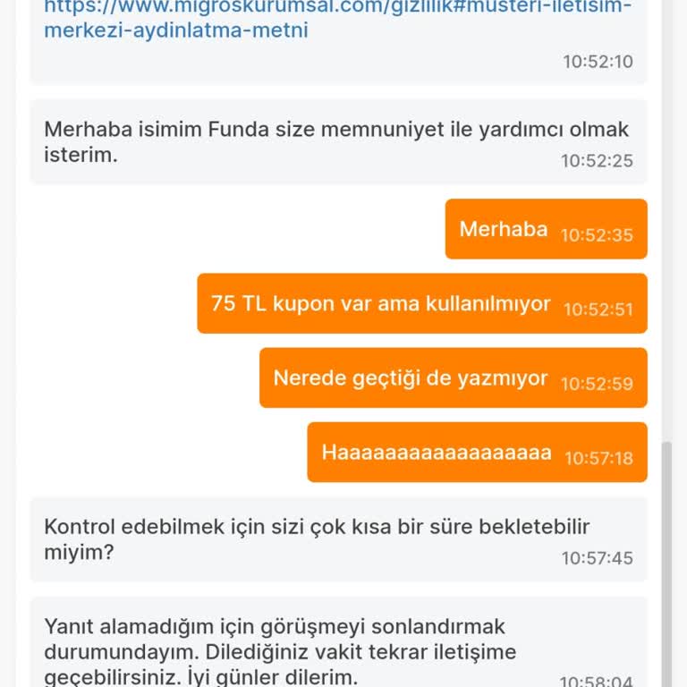 Migros Hemen Hizmet Sıkıntısı