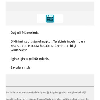 A101 Teslim Edilmeyen Ürün Ve Bilgilendirilmeme