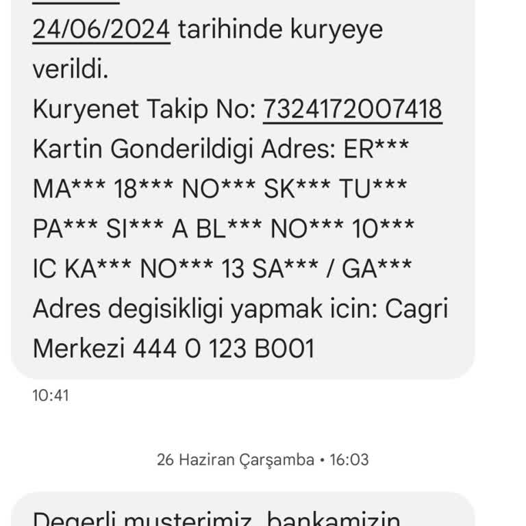 Kuryenet Banka Kartım Elime Ulaşmadı