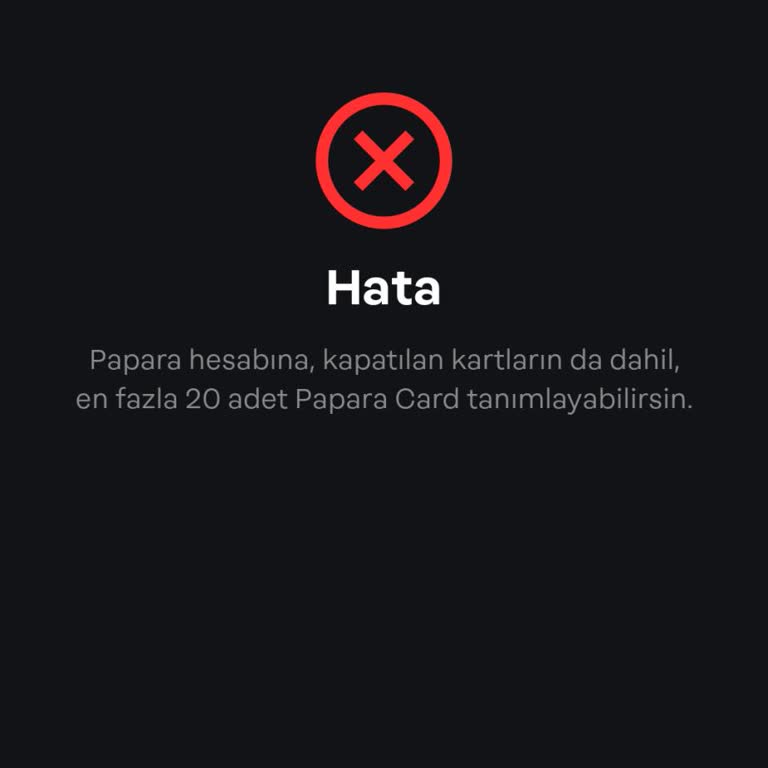 Papara Kart Ekleme Sorunu