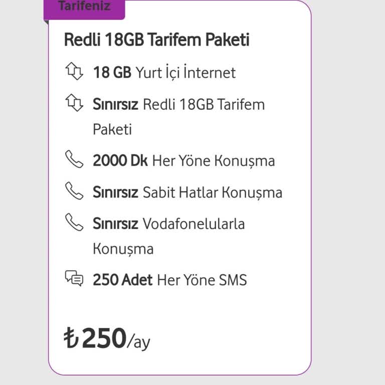 Vodafone Red'li 18 Paketi