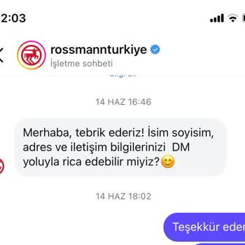 Rossmann Çekiliş Hediyesi Gönderilmedi