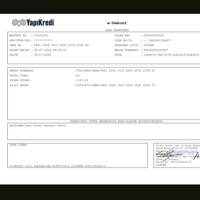 Yapı Kredi Bankası Yatırım Hesabı Devir Ücreti