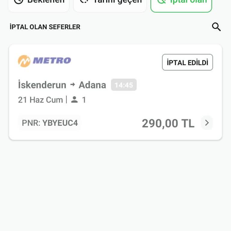 Metro Turizm Bilet İptali Ücret İadesi