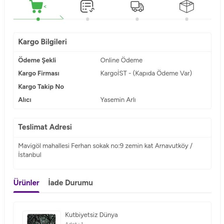 Kitap Sepeti Ürün Siparişi