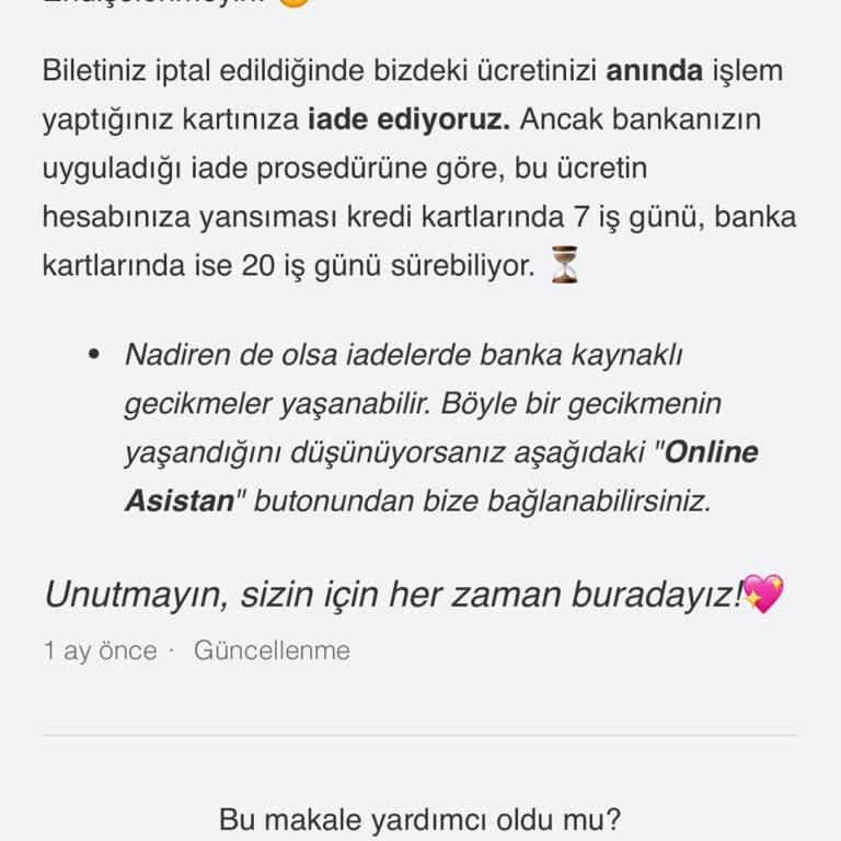 Obilet Ücret İadesi İçin Geri Dönüş Yapılmıyor