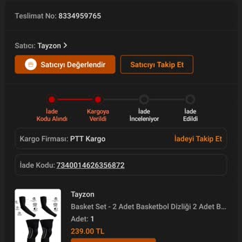 PTT Kargo droblematische Rücksendung des Tayzon Basketball-Kniebandes