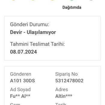 A101 Online Siparişlerin Bir Günde Kargo Tarafından Teslim Edilmemesi