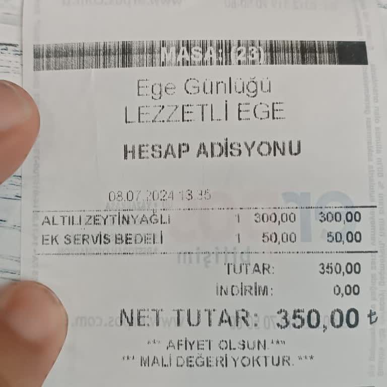 Ege Günlüğü Olmayan Servis Bedeli