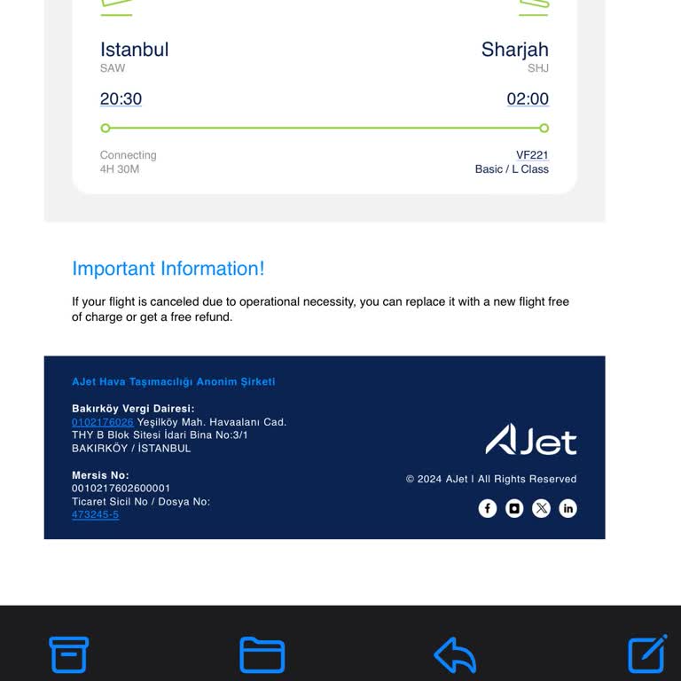 AJet Flugstornierung, Teilrückerstattung nach kurzfristiger Absage, Forderung nach Entschädigung