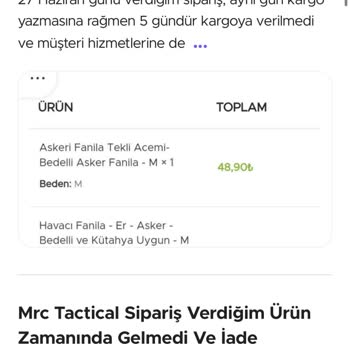Mrc Tactical Sürekli Oyalanıyorum Ürünüm Hakkında Bilgi Bile Alamıyorum