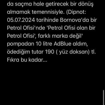 Petrol Ofisi Çeşme'de AdBlue (lahmacun) Fiyatı Ve Sonrası