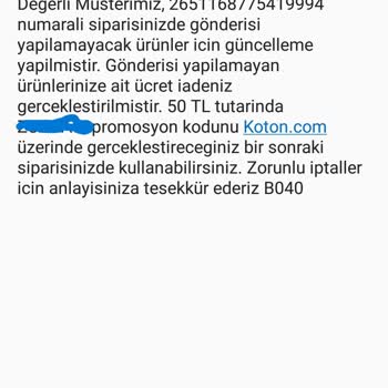 Koton İndirimli Ürünlerini Göndermiyor