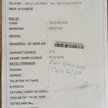 3 Aylık Weston Markalı Televizyon Arızası