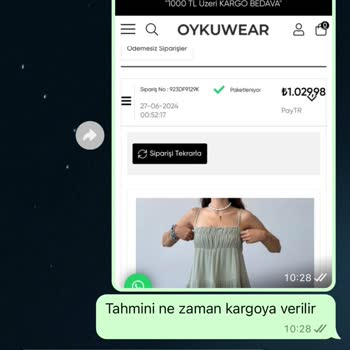 Oyku Wear Ürünün Kargoya Geç Verilmesi Arama Ve Mesajlara Dönüş Yapılmaması.