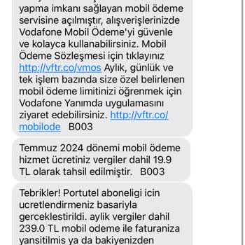 Vodafone Abonelik Ve Tarafıma Yansıtılan Ücretin İptalini Talep Ediyorum