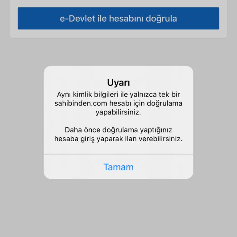 Sahibinden.com E Devlet Onayı Kaldırma