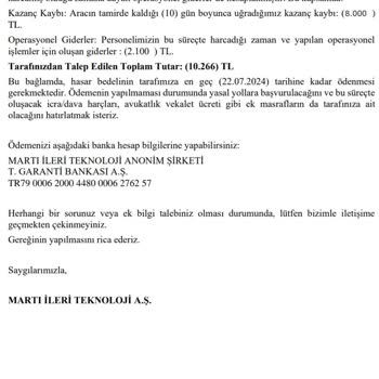 Martı Benden Yalan Yere 166 Liralık Hasar Uydurup 10000 Lira