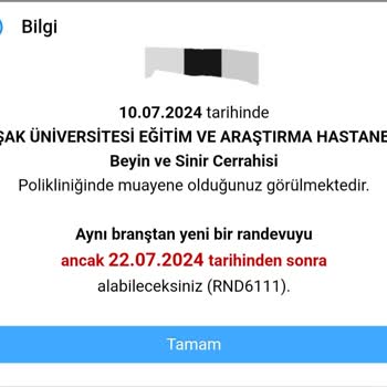 Sağlık Bakanlığı Alınan Randevunun İptal Edilmesi