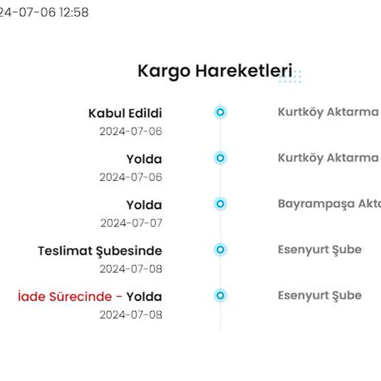 Kargoist Haber Verilmeden İade Oluşturulması