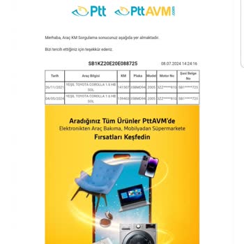 PttAVM Muayene Ve Km Bilgilerini Göremiyorum