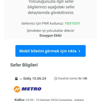 Metro Turizm'den Para İadesi İstiyorum