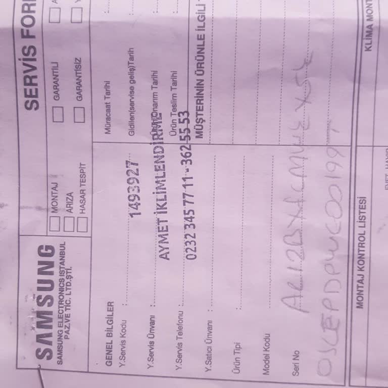 Samsung Klima Servisinin Sorumsuzluğu