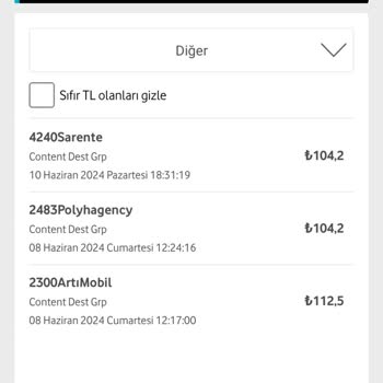 Vodafone Content Dest Grp İle İlgili Bilgim Olmadan Ücretlendirme Yapılmıştır