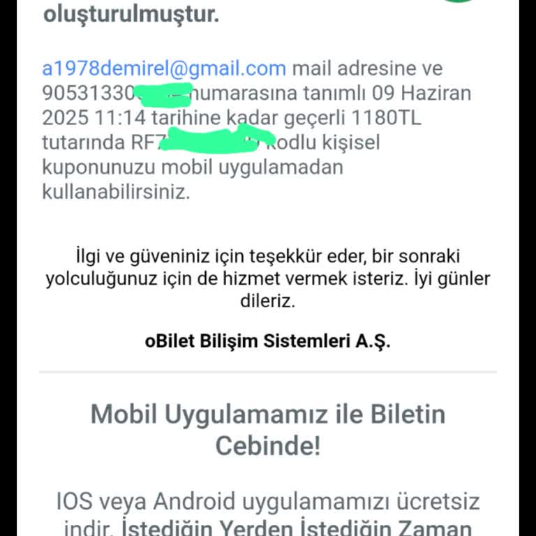 Obilet Açığa Alınan Kodu Kullanamıyorum