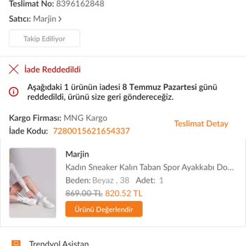 Trendyol Marjin Ayakkabı İçi Kokuyor Ve İadede Beni Hatalı Buldular
