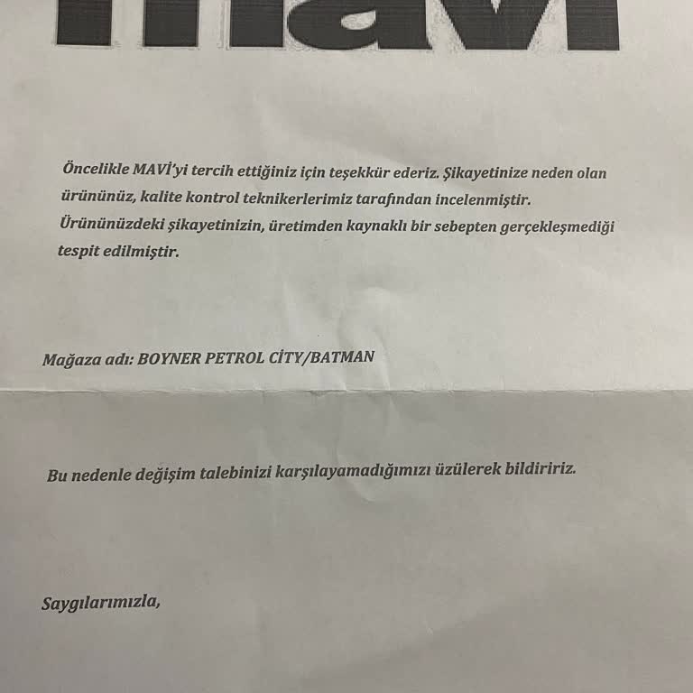 Mavi Ürünün Arkasında Durmuyor
